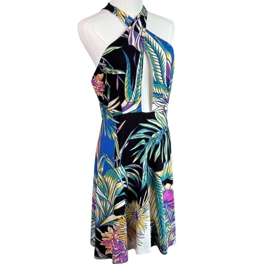 NEW Mara Hoffman New Size L Viva Cross Front Dress Blue Multi Floral Halter